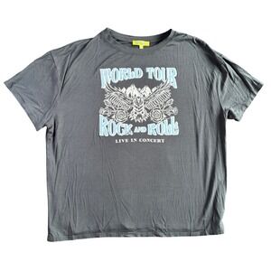 Chit Chat Rock and‎ Roll World Tour Graphic Tee Gray Oversized Eagle Shirt Large